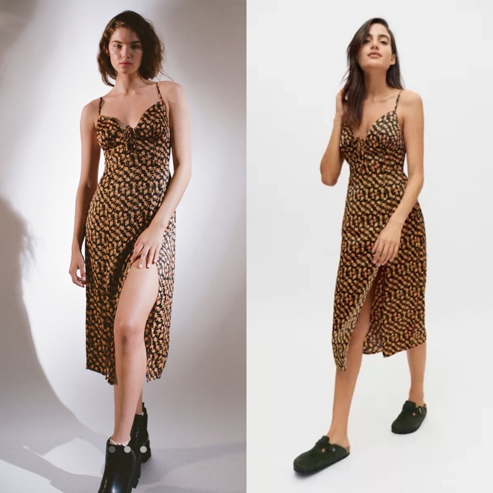 Urban Outfitters / Mariah Lace-Up Midi Slip Dress